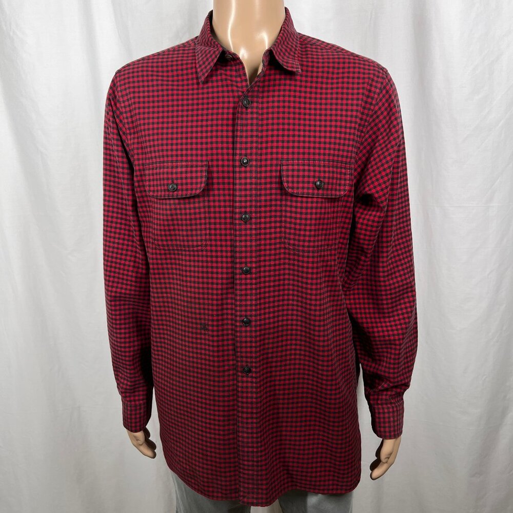 Vintage Polo Ralph Laruen Men XL Red Gingham Long Sleeve Flannel Button-Up Shirt